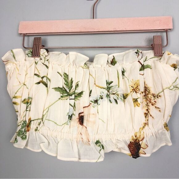 H&M | NEW Wildflower Cropped Bandeau Top Ruffles Women’s Size Medium/Large - Picture 4 of 9